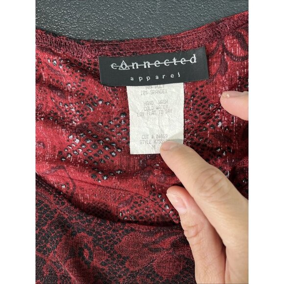 Connected Apparel Vtg Maxi Dress Womens M Black Red Romantic Floral Goth Y2K 90s - Picture 4 of 7